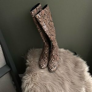 Unknown brand faux snakeskin leather tall boots worn twice